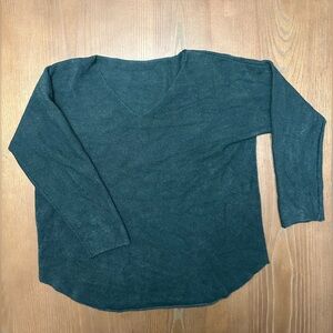 V-Neck Lightweight Women's Sweater in Dark Green